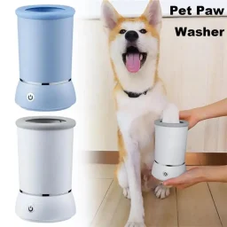 Electric dog paw cleaner cup used to wash a dog's paws with soft silicone bristles